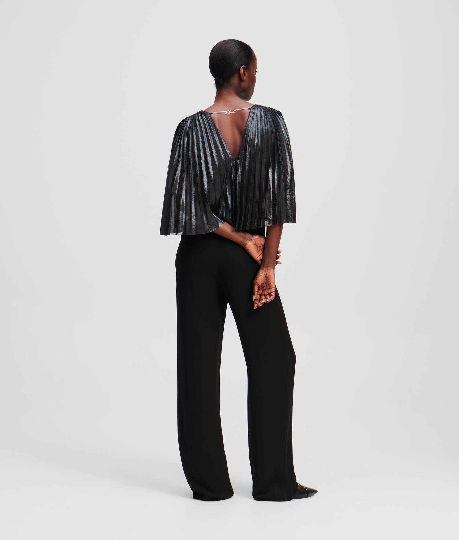 COMBINAISON CAPE PLISSÉE - Noir-Gunmetal