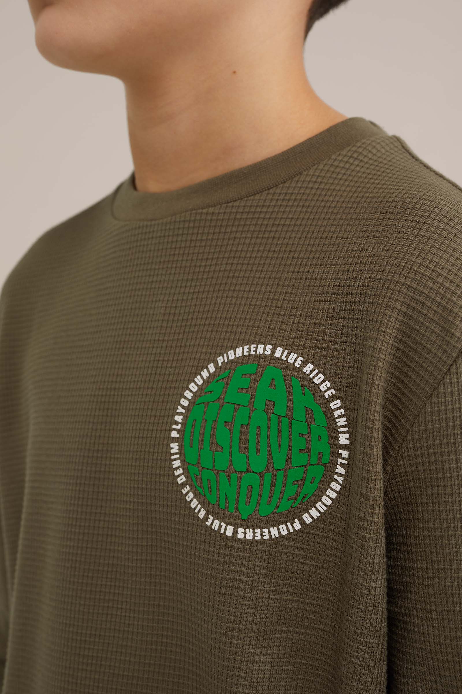 Jongens T-shirt met opdruk Blue Ridge Legergroen