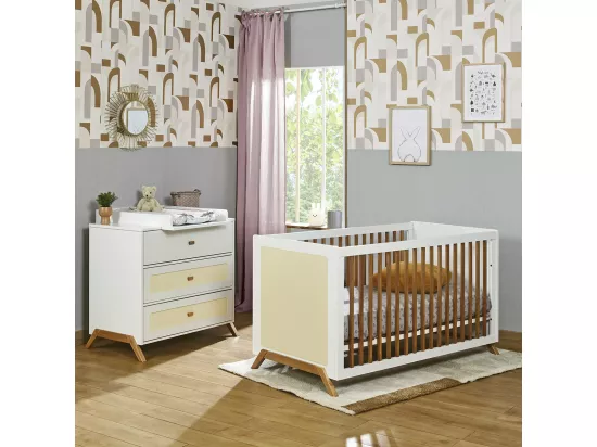 Chambre complète bébé 70x140 cm panneaux de fibres blanc AZU