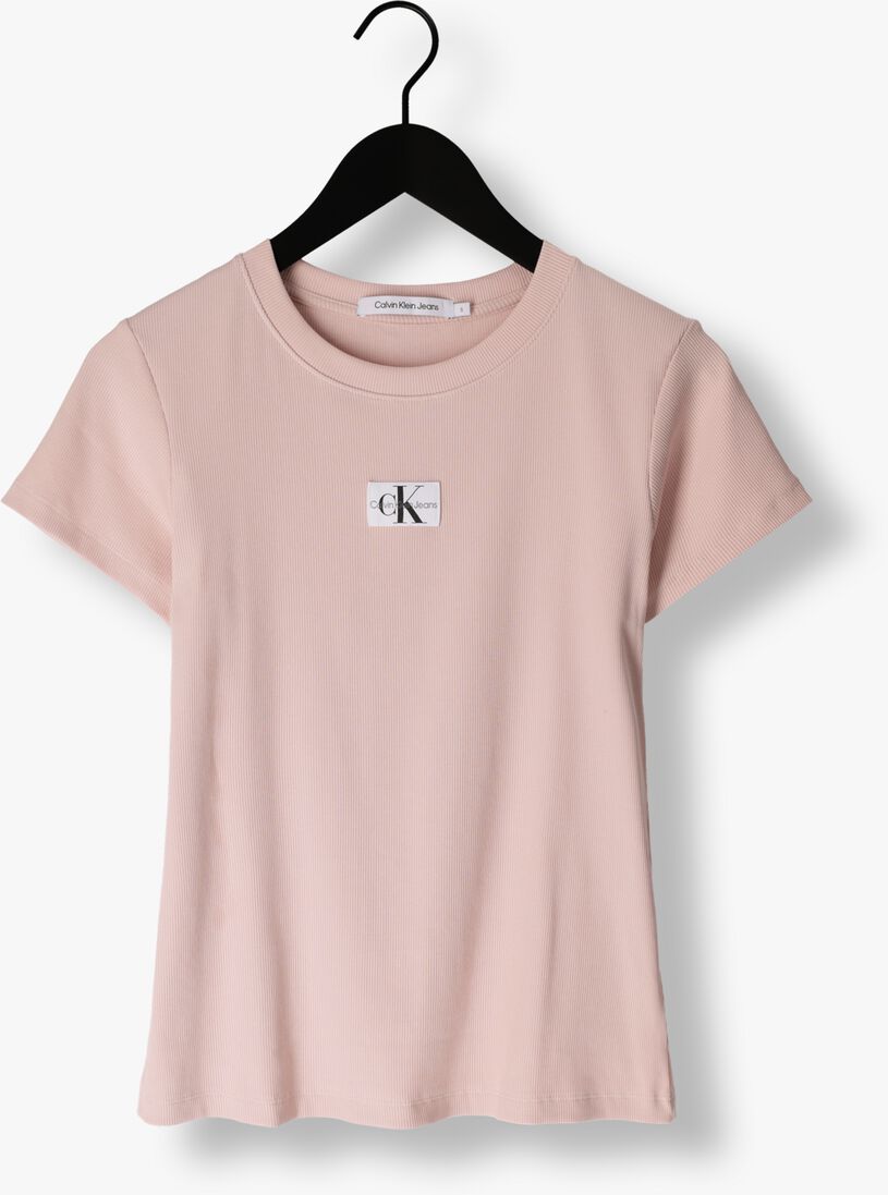 CALVIN KLEIN lichtroze calvin klein t-shirt woven label rib slim tee