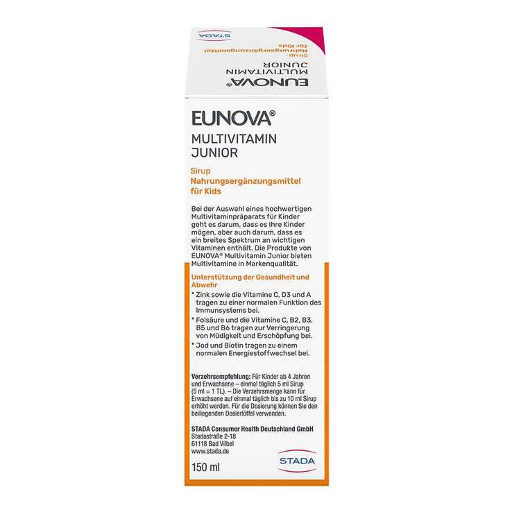 Eunova Junior Sirup mit Orangengeschmack, 150 ml