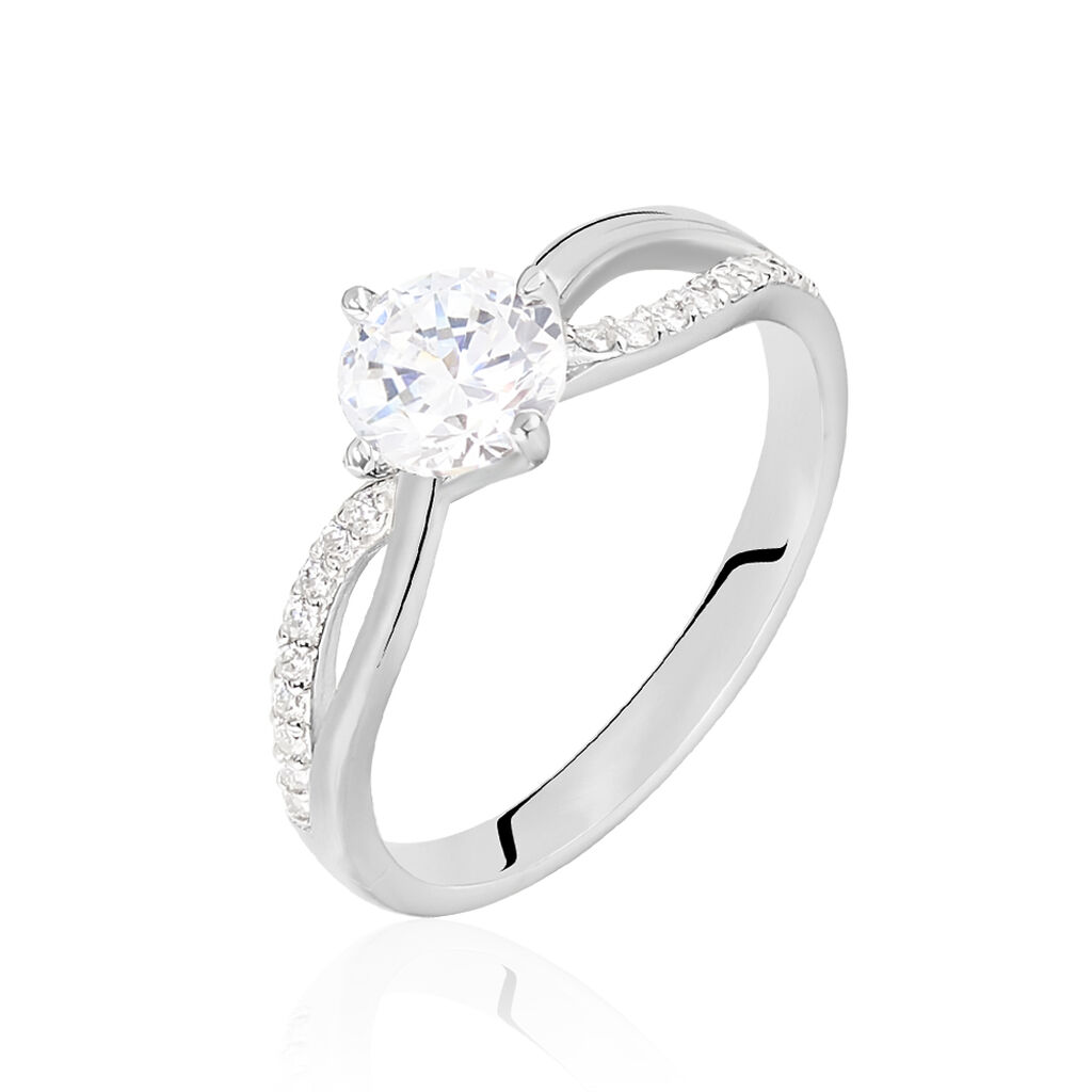 Bague Solitaire Essie Argent Blanc Oxyde De Zirconium