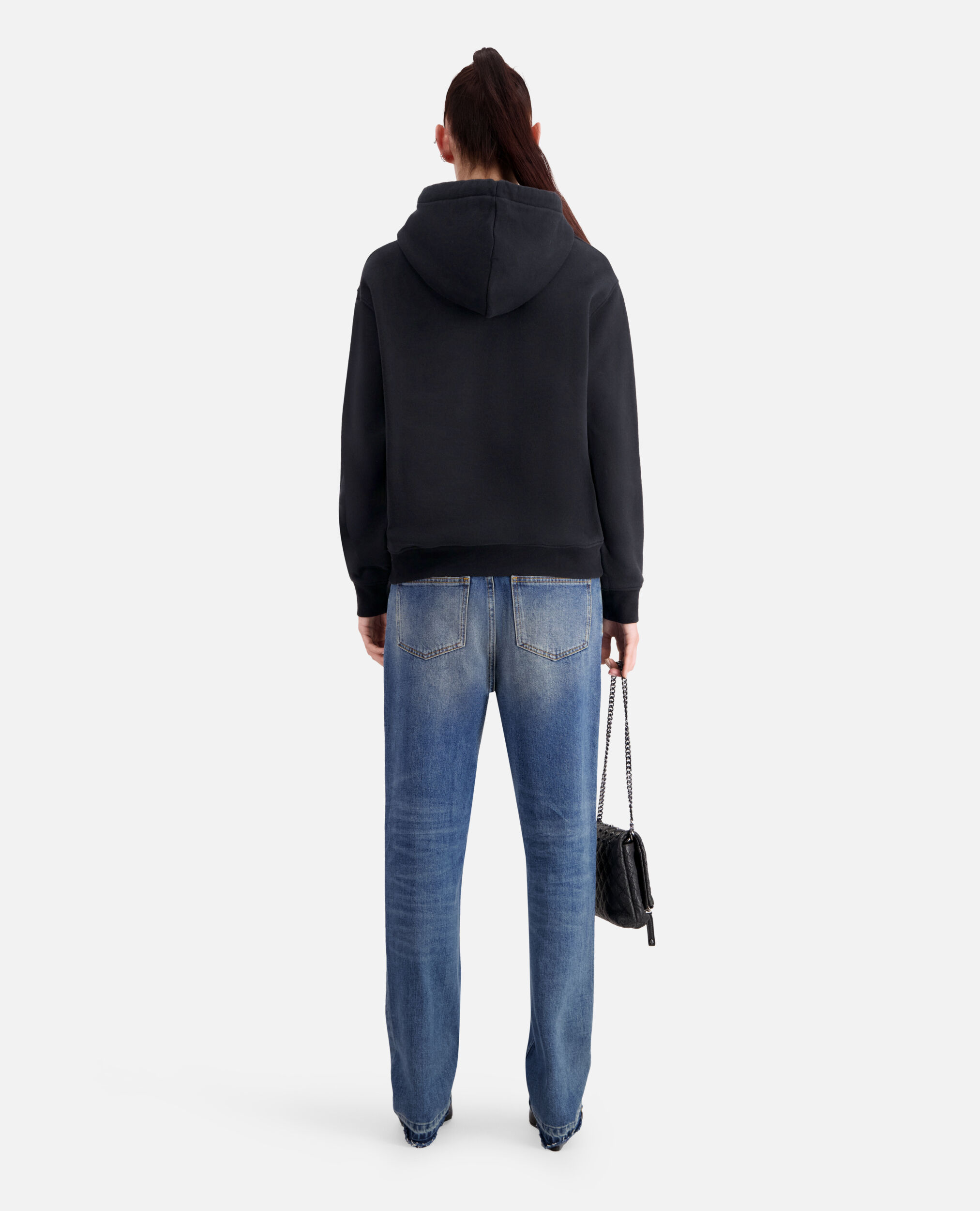 Women's Black hoodie with Dagger through heart serigraphy