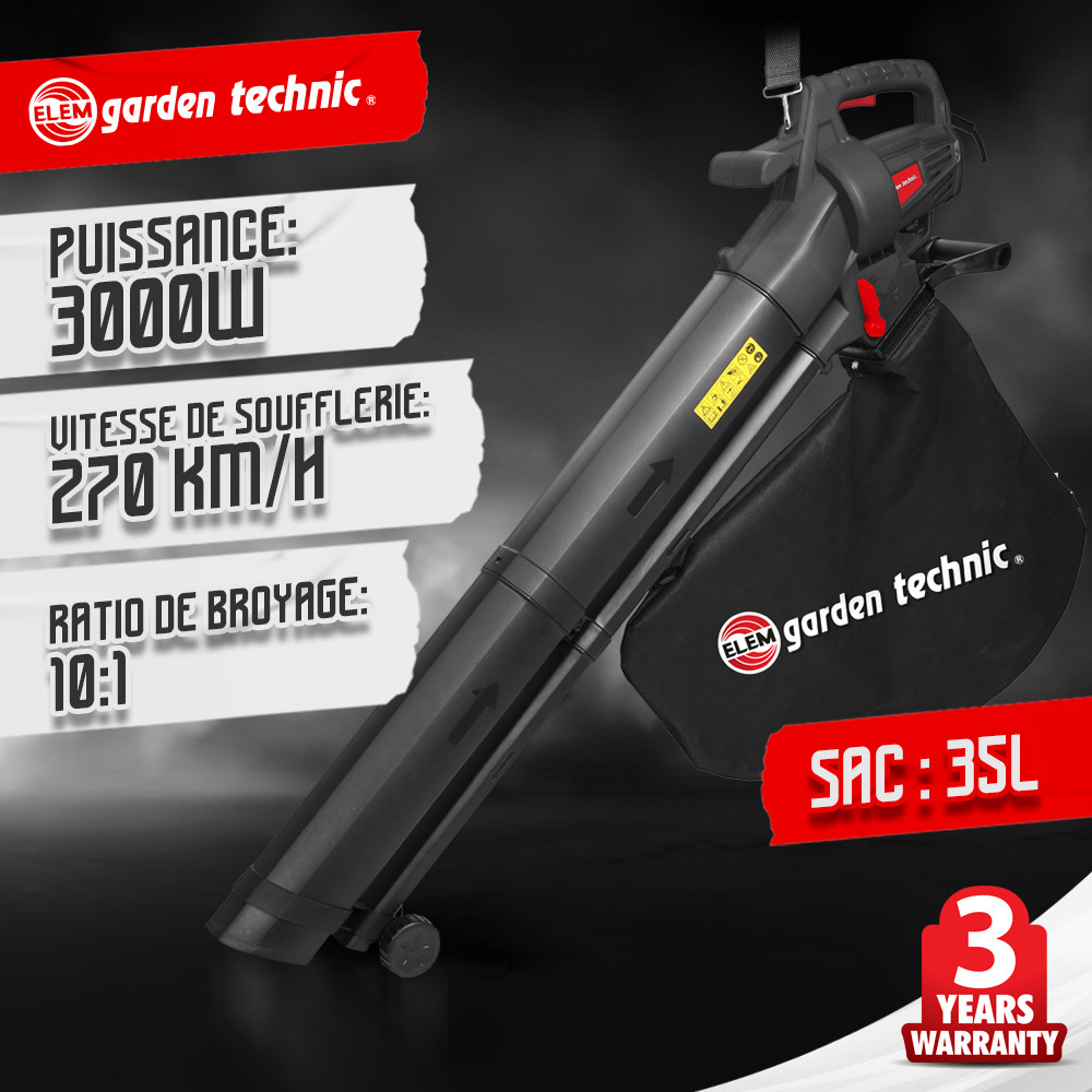 Aspirateur souffleur broyeur 3000w - elem garden