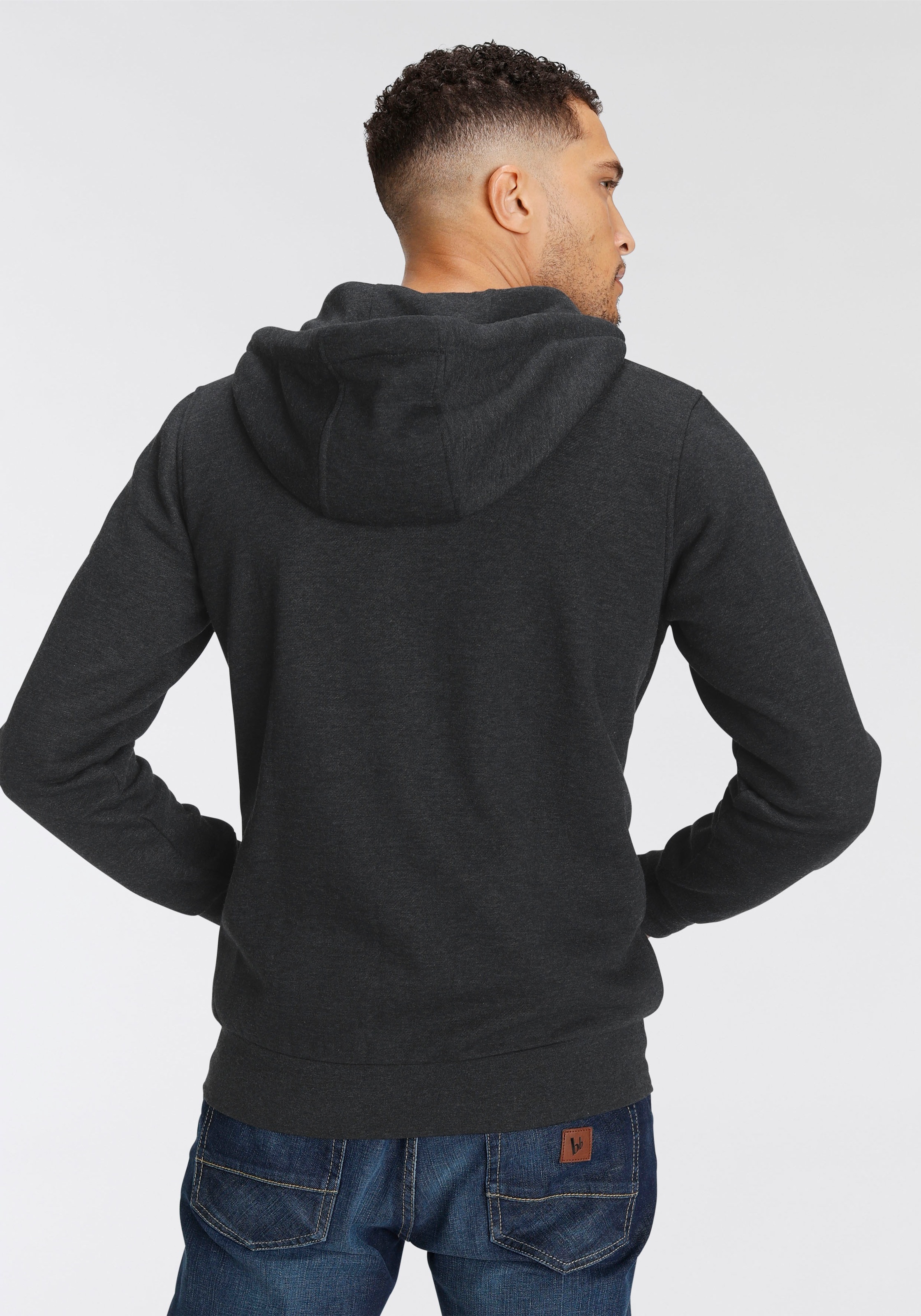 AJC Kapuzensweatjacke , mit Lederappltikationen an den Eingriffstaschen