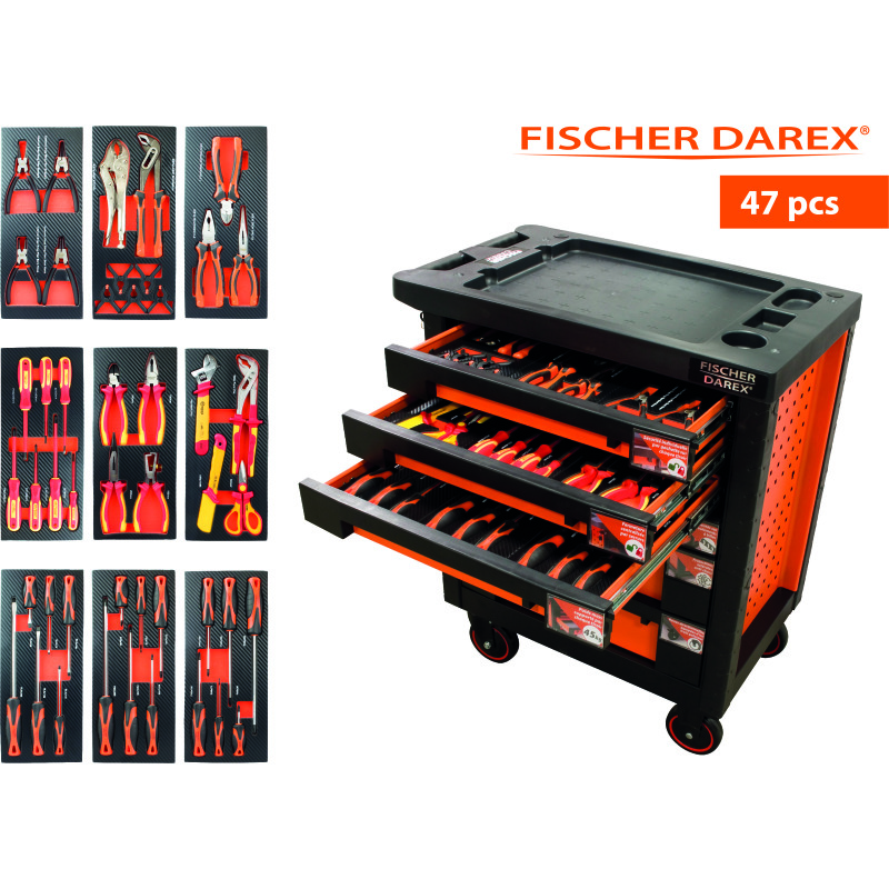 Servante équipée de 47 outils avec 9 modules
