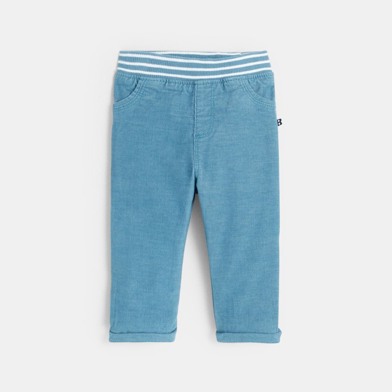Pantalon velours milleraie taille élastiquée bleu bébé garçon Bleu