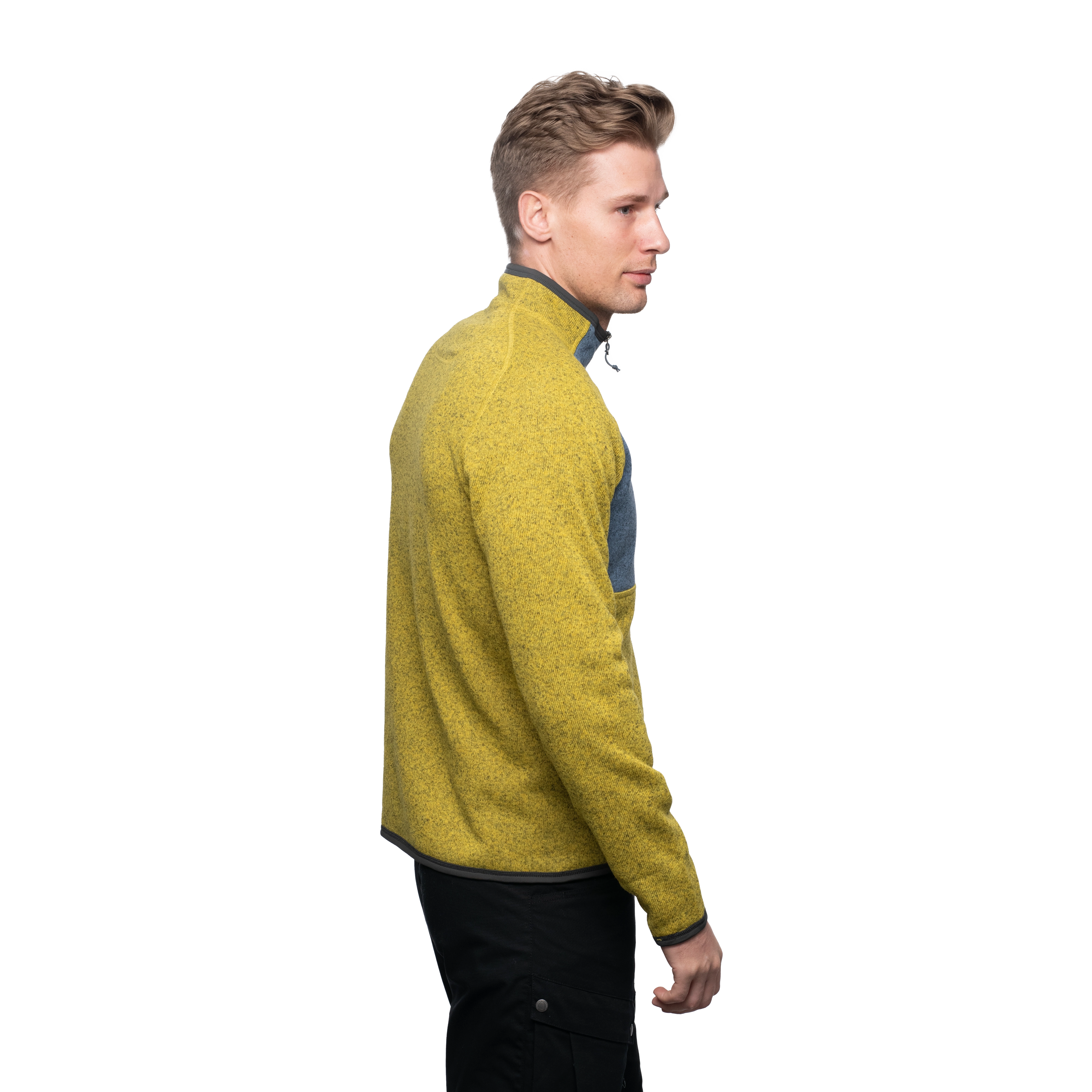 Kamphaug Knitted Half Zip Light Olive Green / Orion Blue
