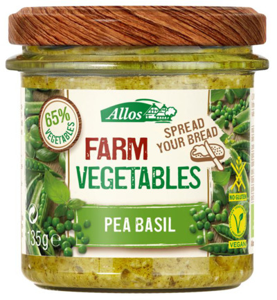 Allos Farm vegetables doperwten & basilicum bio (135 gr)