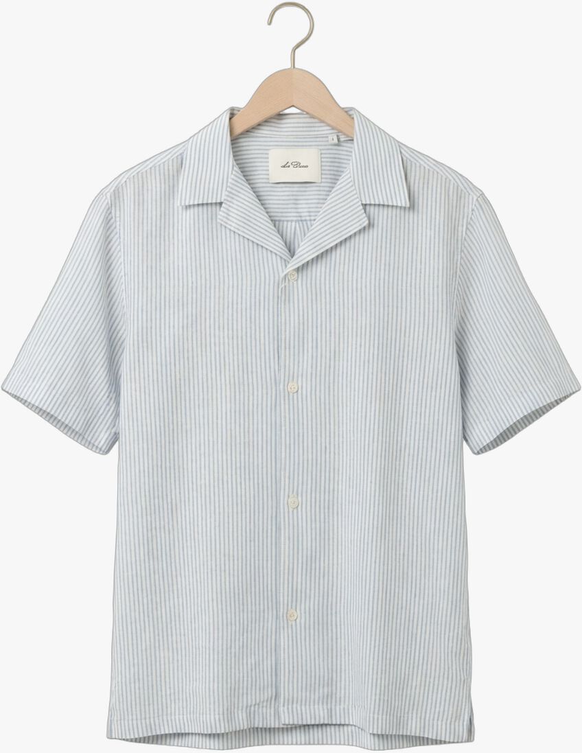 blauwe les deux casual overhemd lukas stripe cotton linen ss shirt