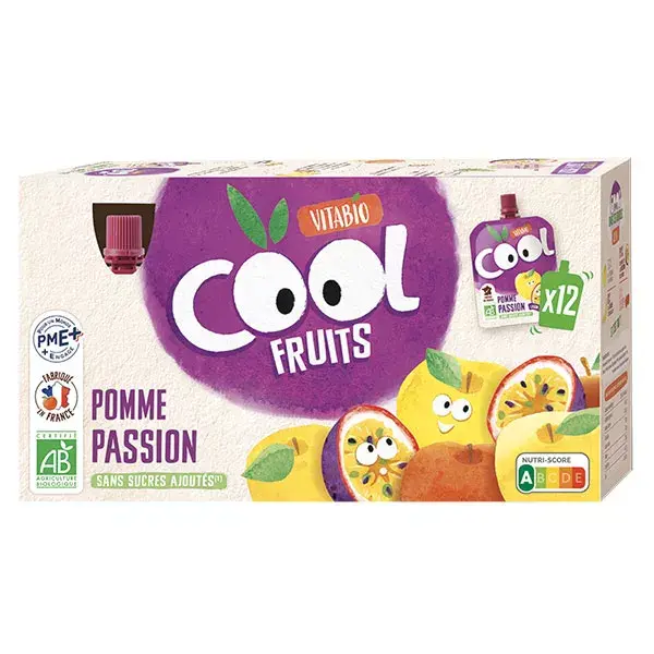Vitabio Cool Fruits Maçã e Maracujá Orgânicos 12 x 90g