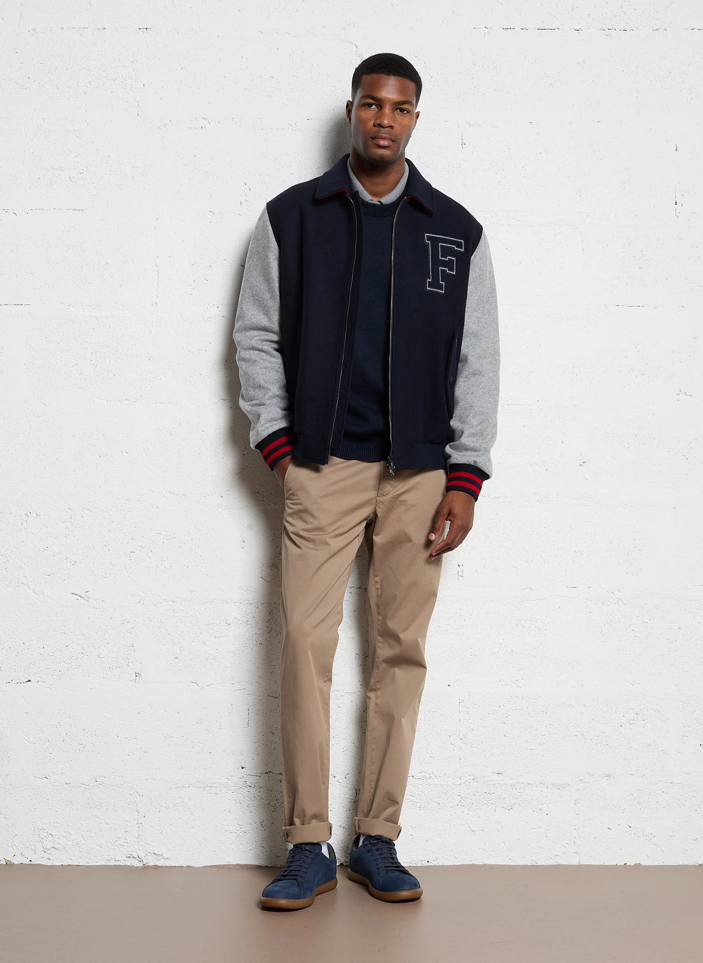 Pull col rond en laine| Bleu