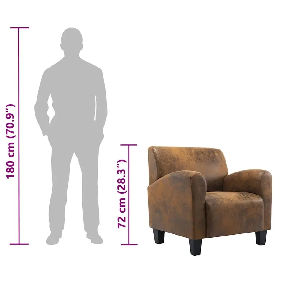 vidaXL Fauteuil kunstsuède bruin