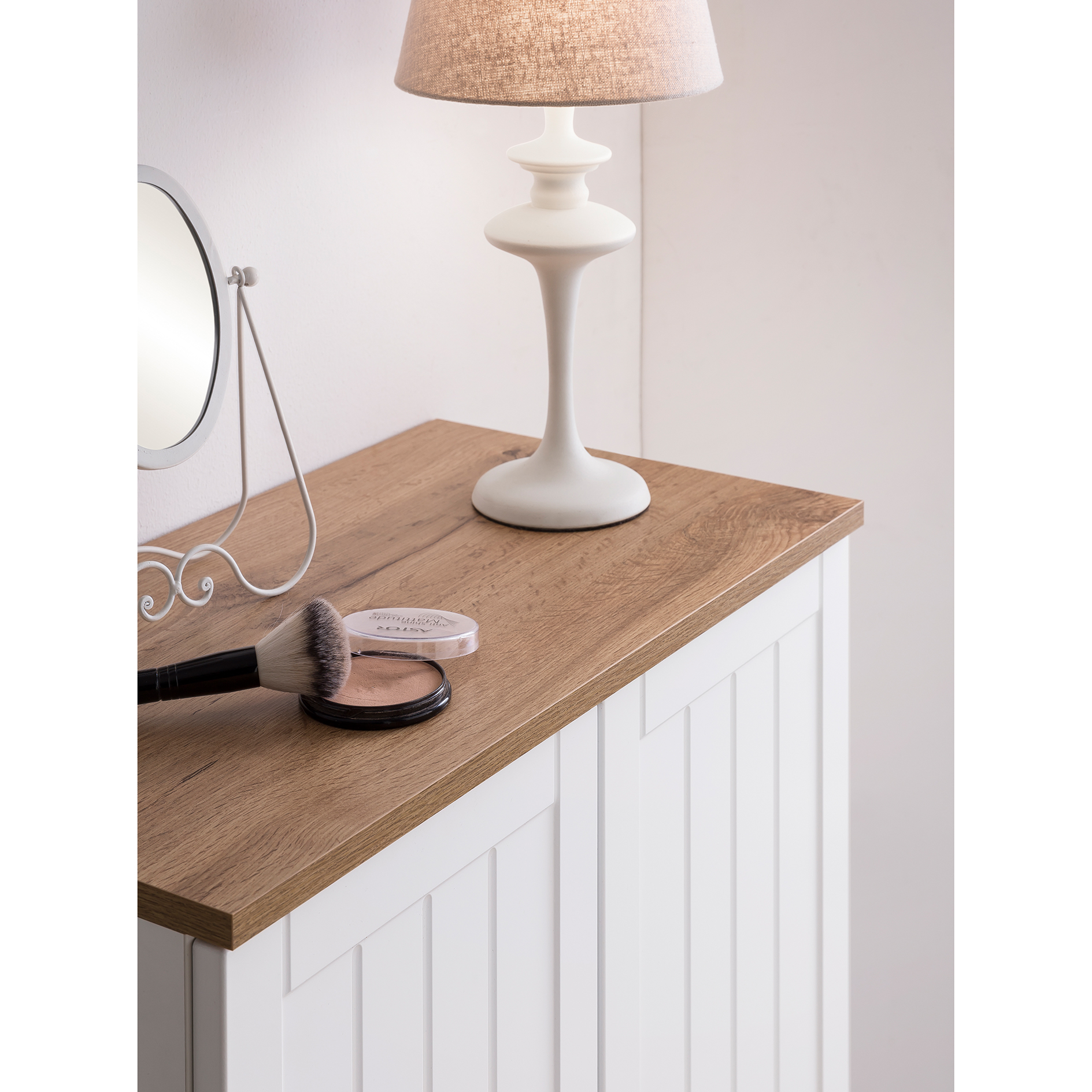 Highboard - weiß matt-Eiche - 117 cm hoch