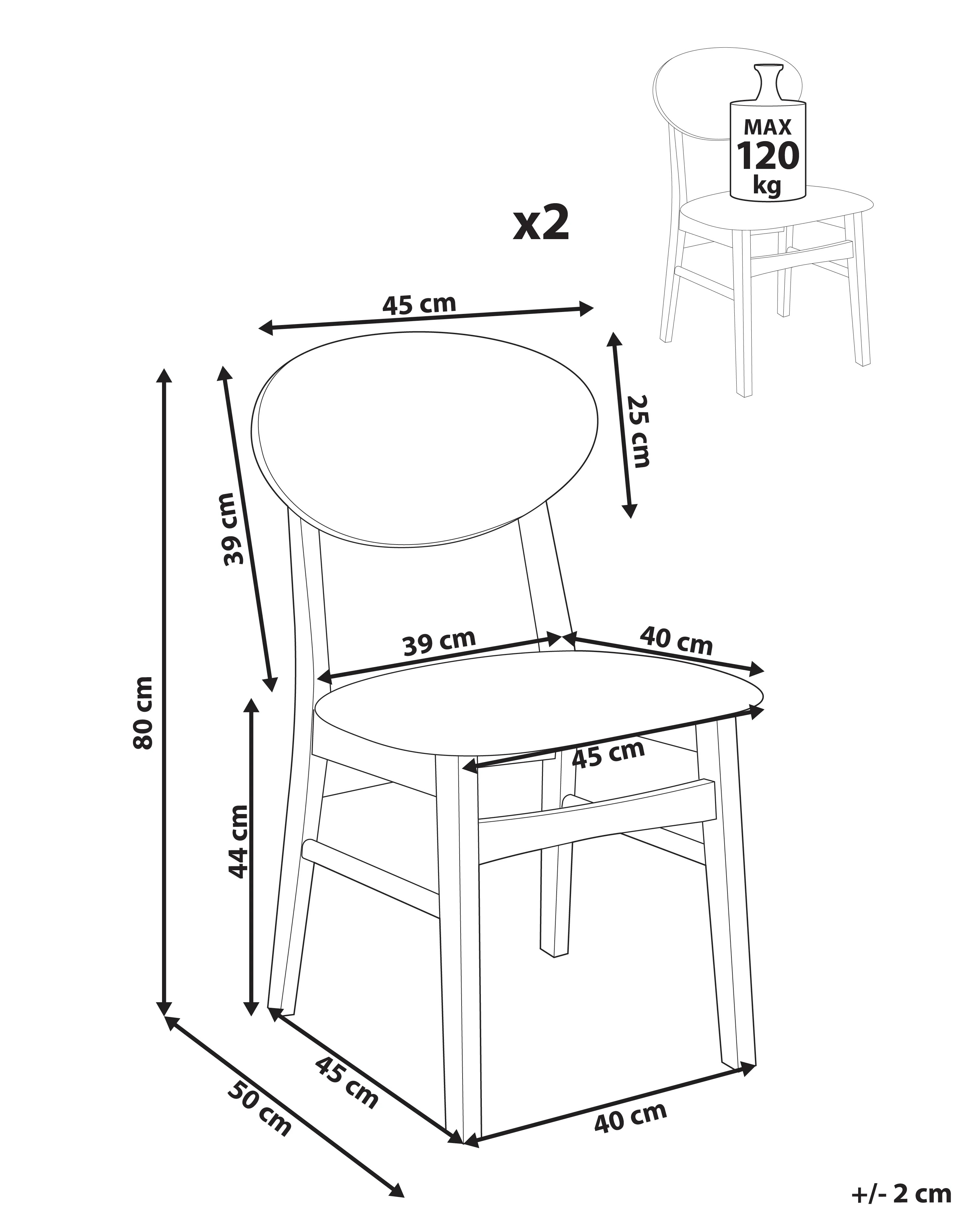 Set van 2 eetkamerstoelen AMERY Hout Gebroken wit/bruin