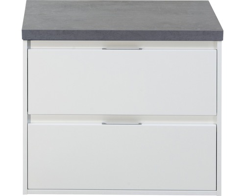 Porto 70 cm wastafelmeubel met wit hoogglans wastafelblad / antraciet beton