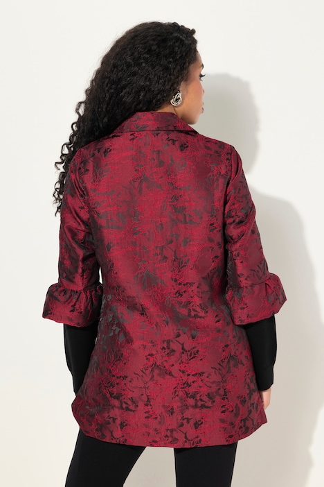 Jacquard-Jacke, Taft, Jacquard, Hemdkragen, Volantärmel