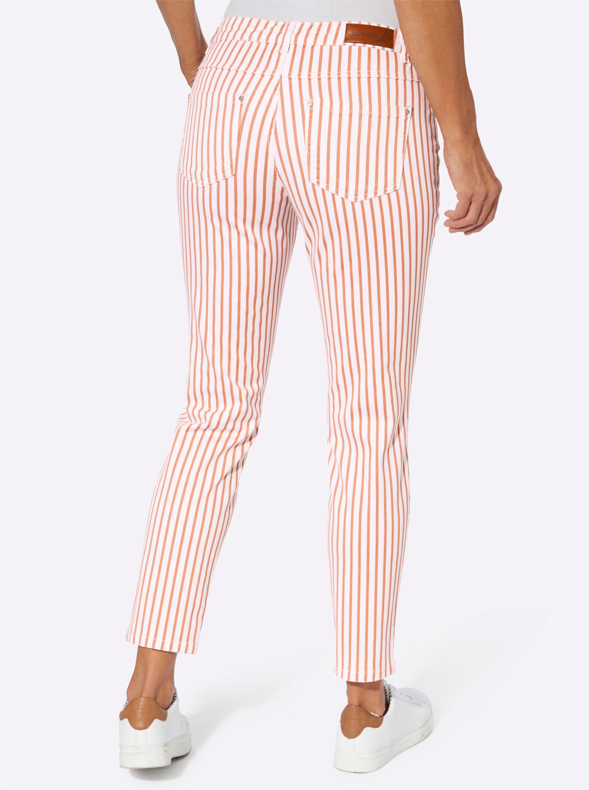 Hose in papaya-ecru-gestreift