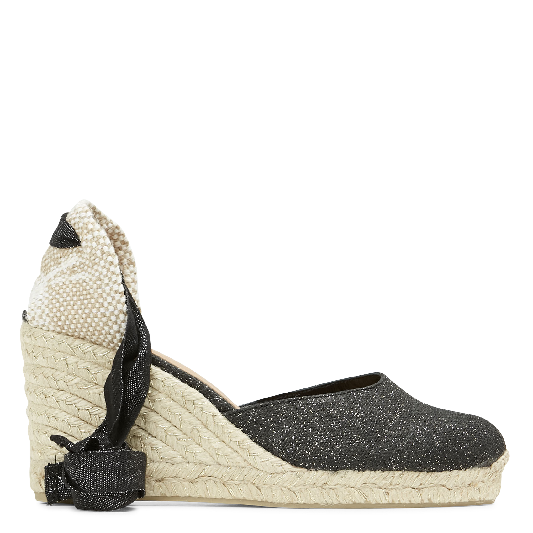 CARINA/8/032 - Espadrilles compensées en lin | Noir