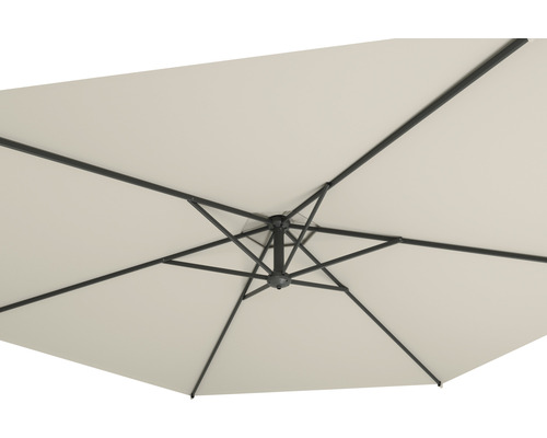 Soluna Lyon zweefparasol, Ø 300 cm, hoogte 257 cm, ecru, inclusief kruisvoet.