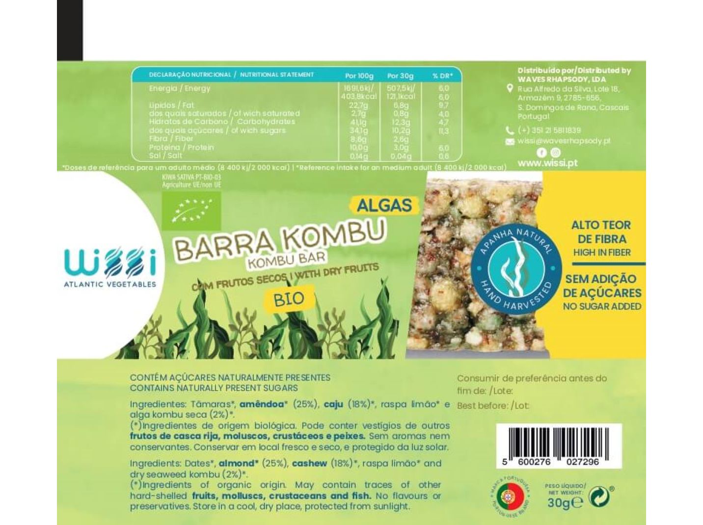 BARRA KOMBU WISSI COM FRUTOS SECOS BIO 30G