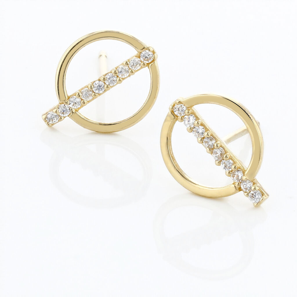 Boucles D'oreilles Pendantes Edmee Cercle Or Jaune Oxyde De Zirconium