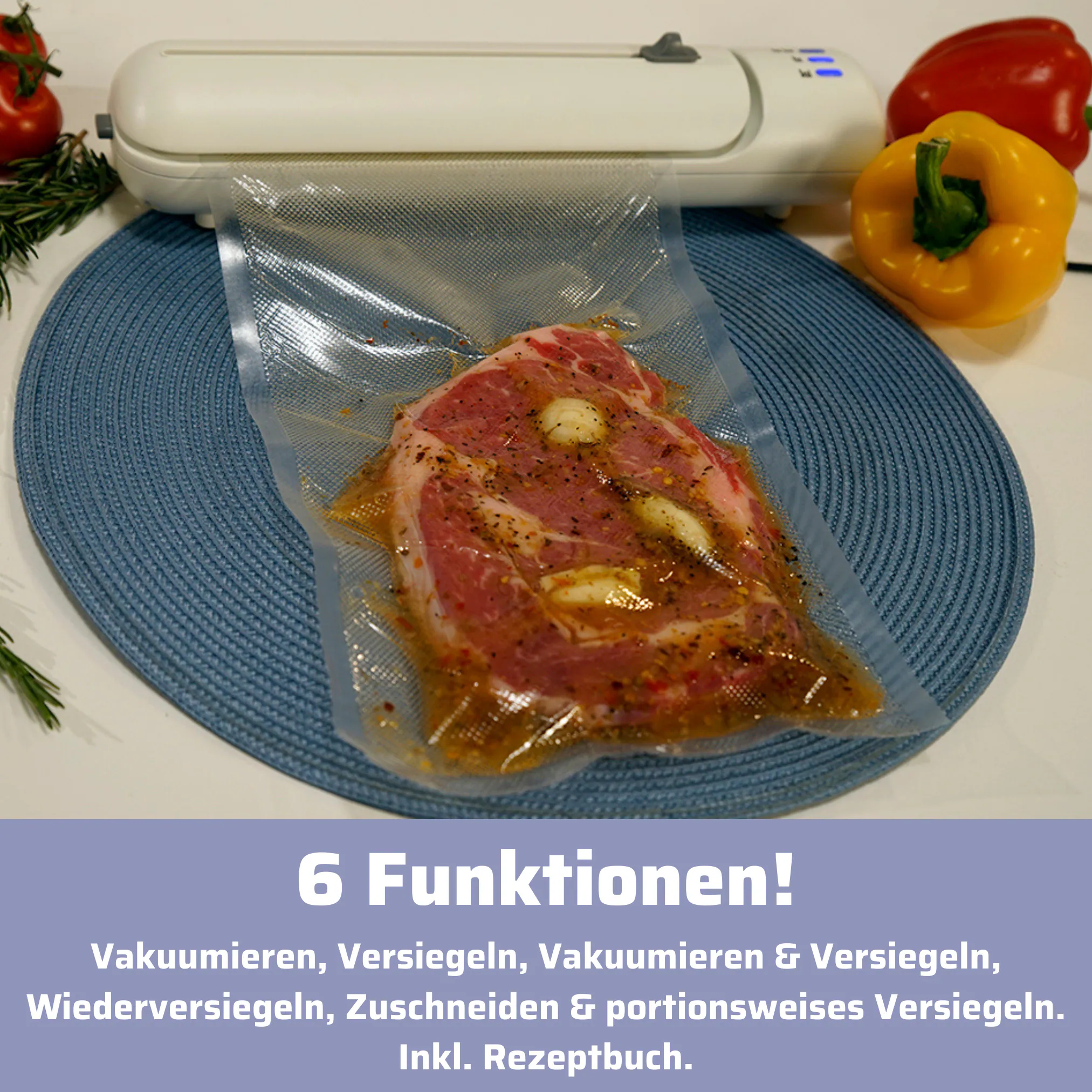 Starlyf® Vakuumiergerät inkl. 20 Beutel, 2 Rollen & Rezepte - Vakuumierer Vacuum Sealer Set