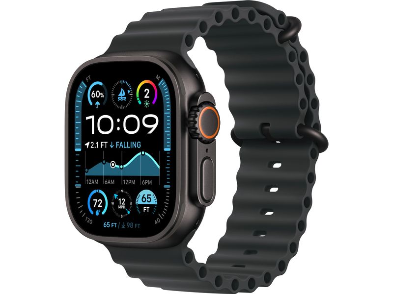 Apple Watch Ultra 2 Black Titanium Ocean Band Schwarz Die robusteste und leistungsfähigste Apple Watch.