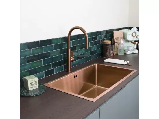 Luisa évier 1 grande cuve seule 76x45 en inox cuivre brossé - Essebagno