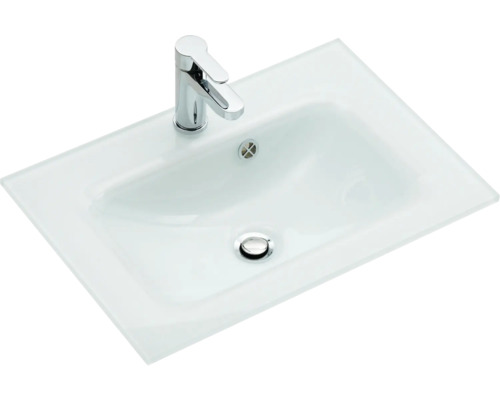 Pelipal Quickset 328 badkamermeubelset, BxHxD 74,5 x 54,5 x 45 cm, grafiet getextureerde fronten met witte glazen wastafel, 328.000730