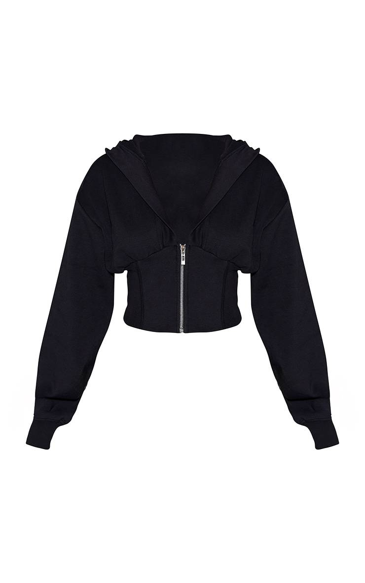Noir Sweat À Casynthétiqueche Petite Brodé Avec Taille Cintrée Et Fermeture Éclair