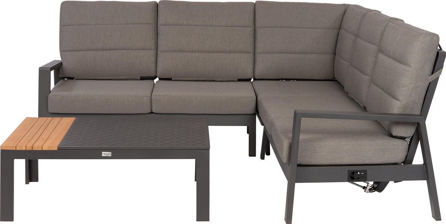 Tierra Outdoor 4-zits loungeset Queens antraciet
