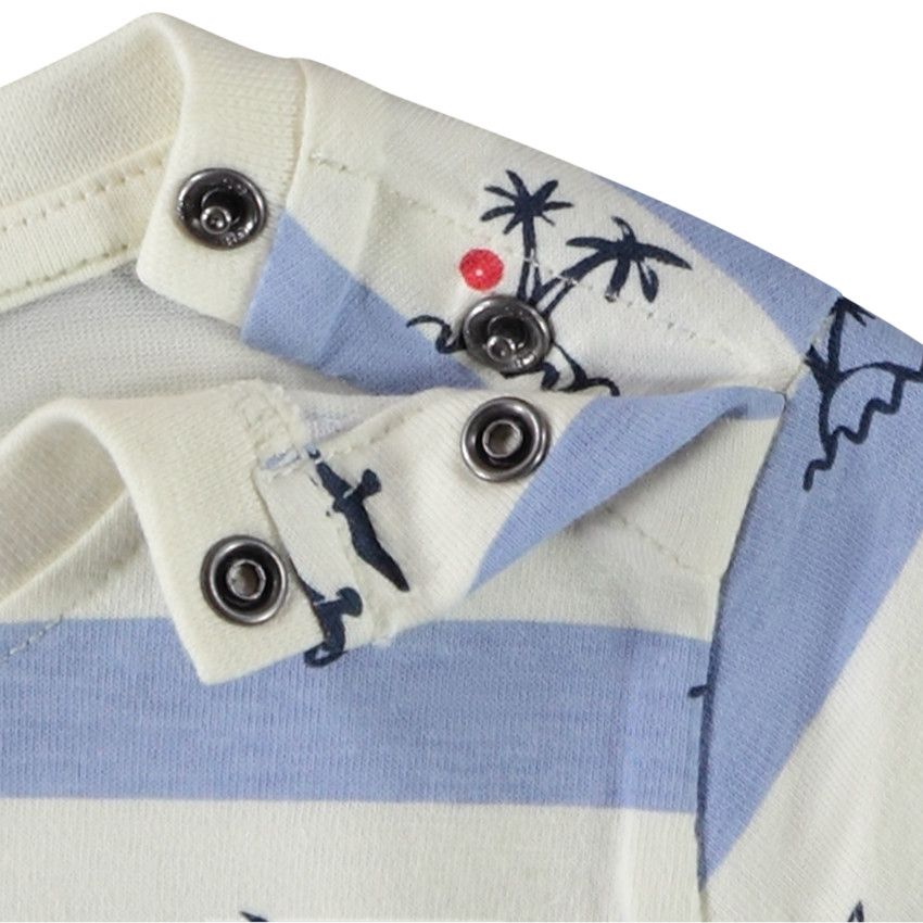 T-shirt manches courtes rayé à imprimé marin pour bébé garçon - Ecru
