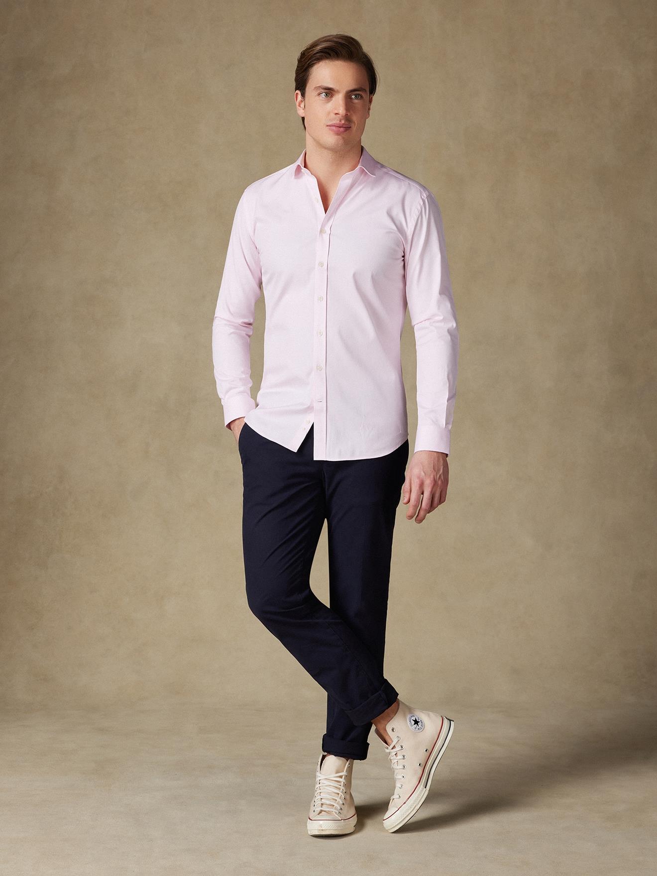 Chemise cintrée en pin point rose
