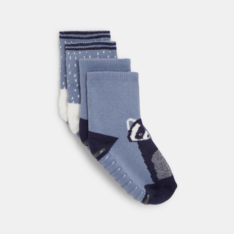 Chaussettes antiglisse animal bleu bébé garçon (lot de 2) Bleu