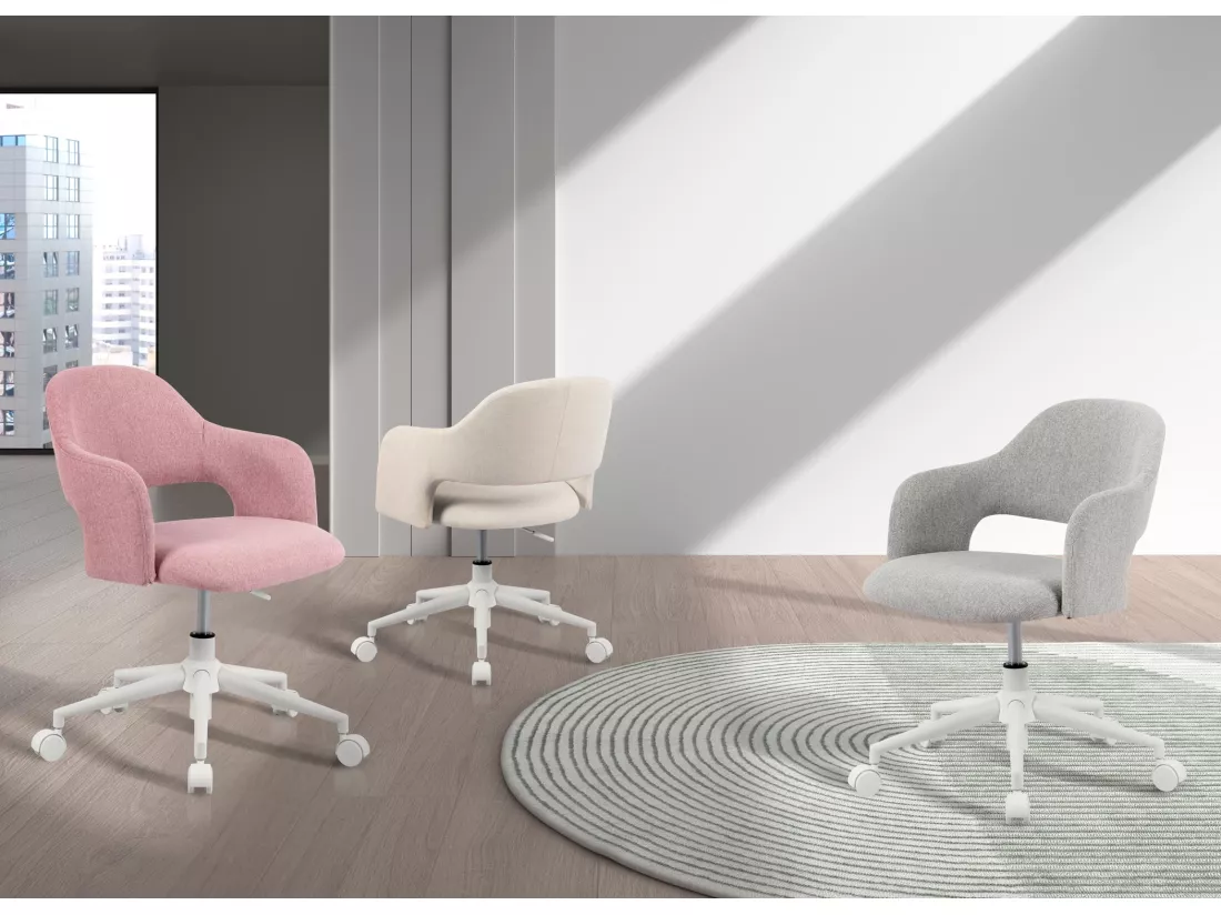 Chaise de bureau H71-81cm x L58cm x P60cm - rose - Mia