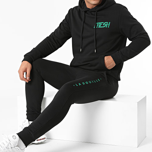 Ensemble De Survetement Logo Noir Vert