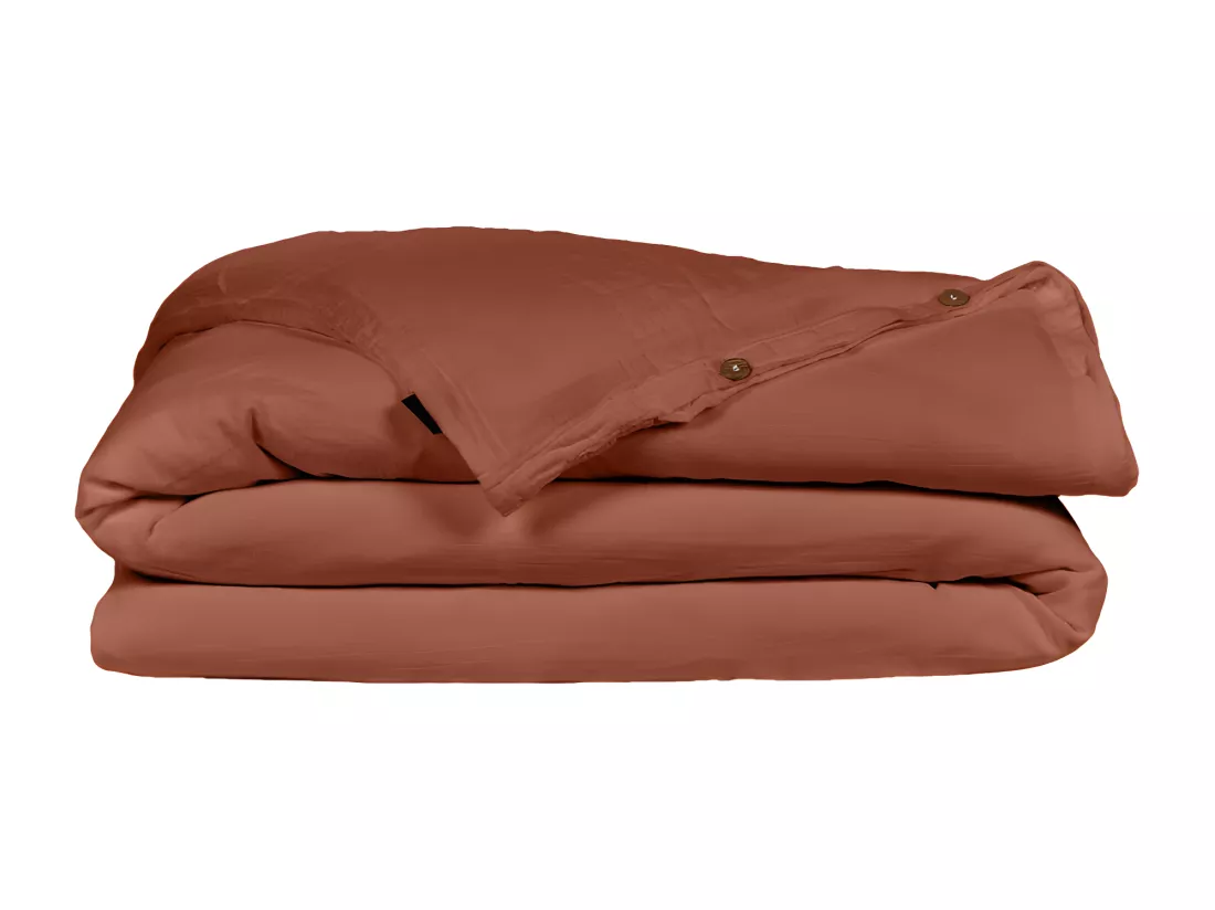 Housse de couette gaze de coton double 200 x 200 cm terracotta - PEPA 2