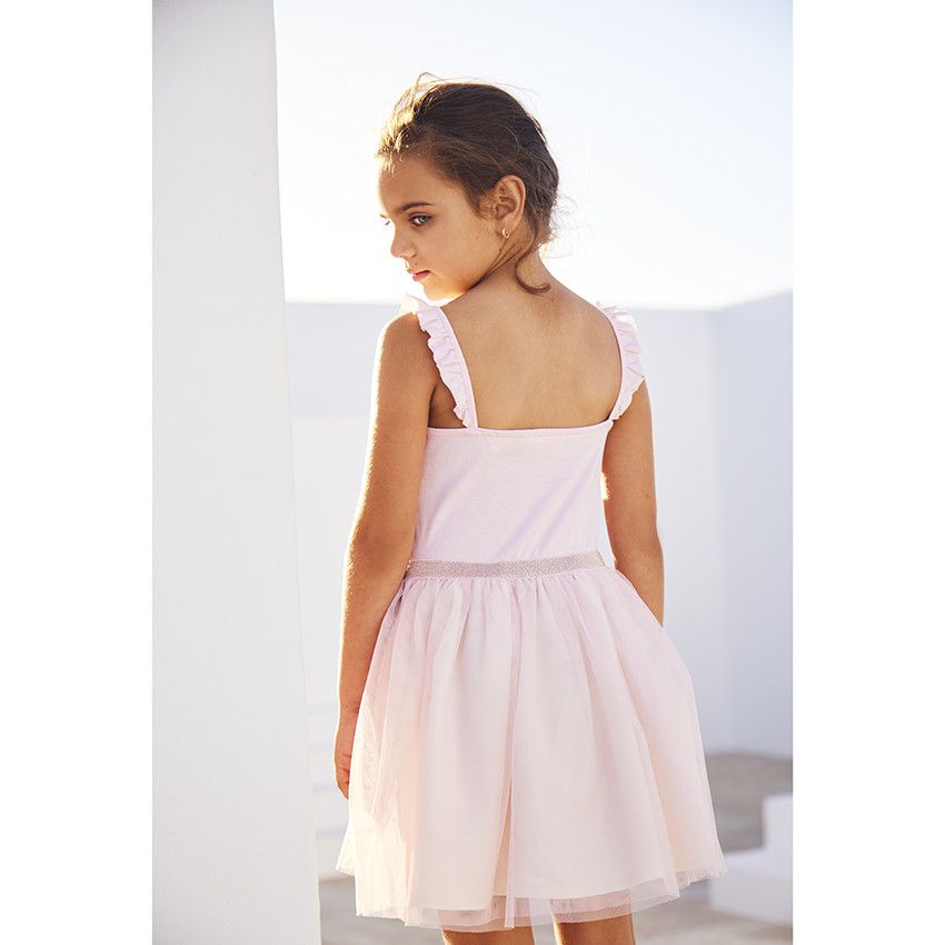 Robe de cérémonie effet 2 en 1 print papillon en sequins pour fille - Rose