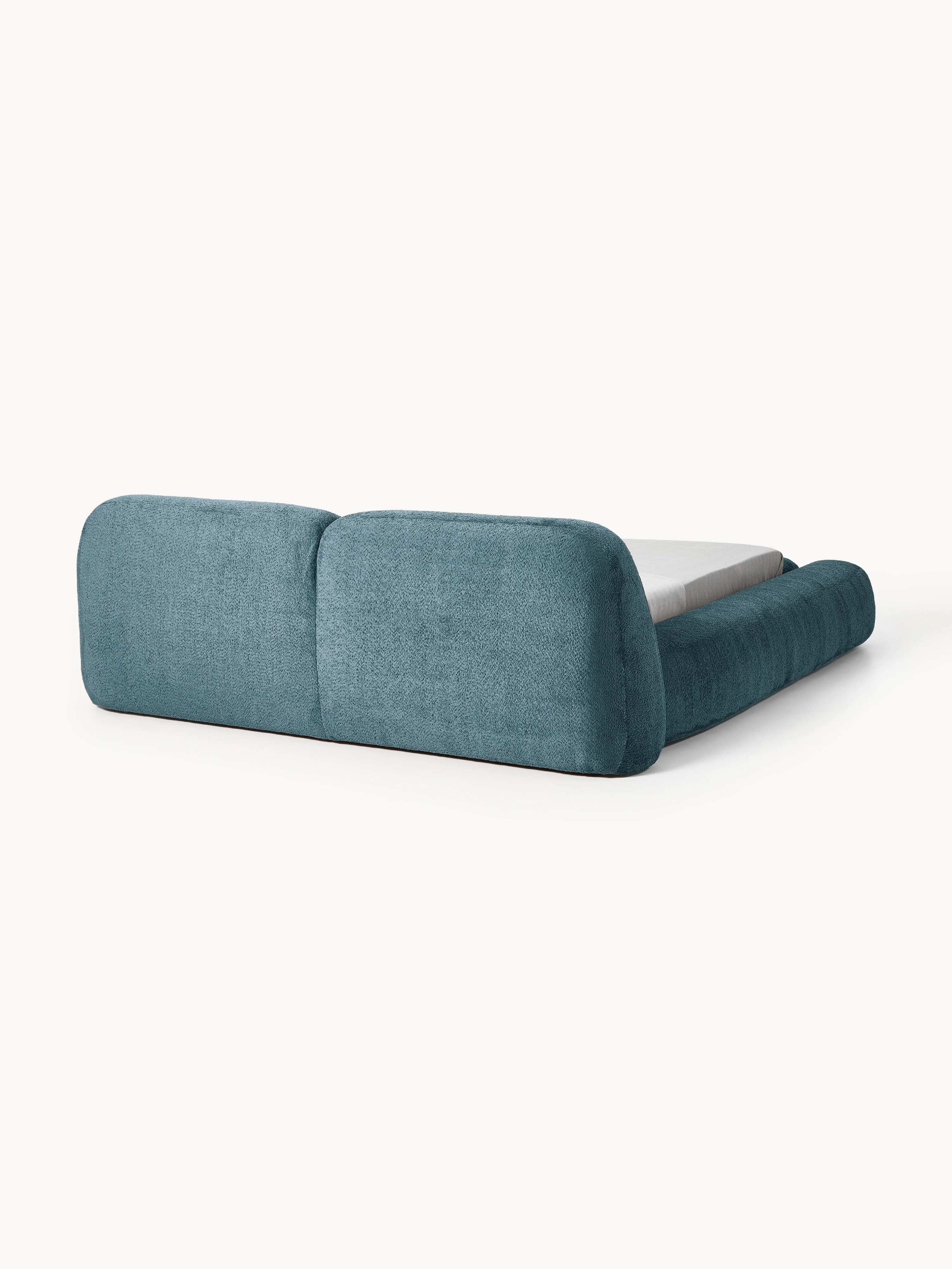 Gestoffeerd teddy bouclé bed Wolke met opbergruimte