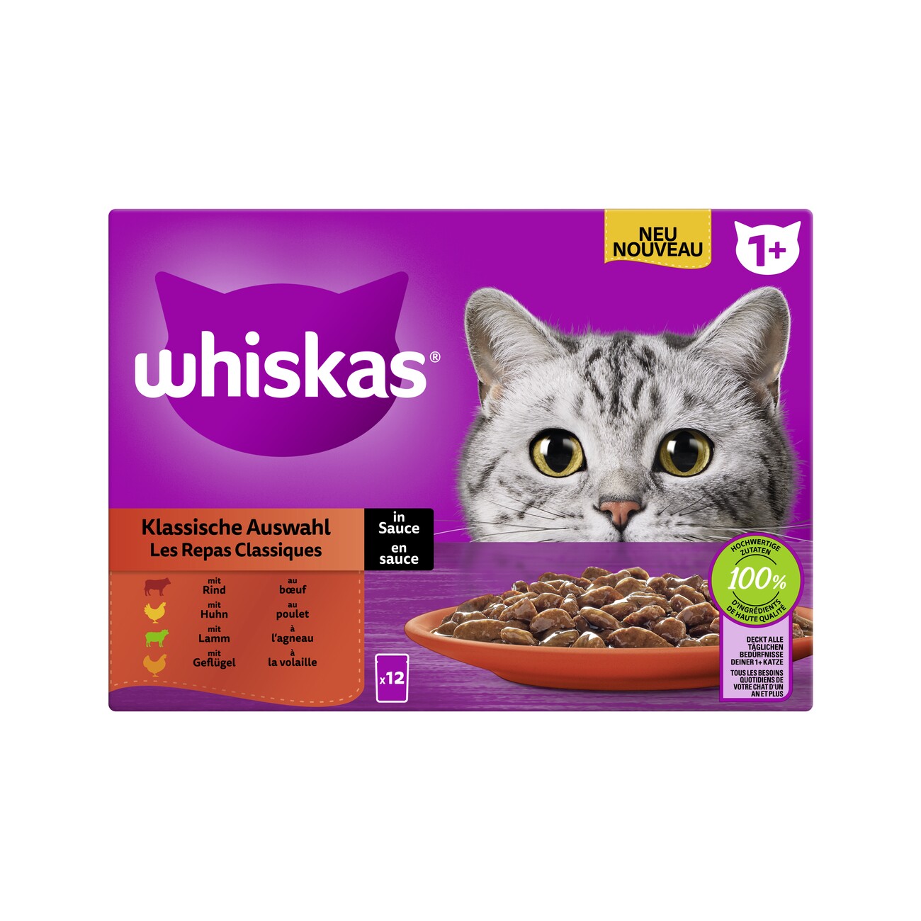Whiskas Multipack 1+ Klassische Auswahl in Sauce 12x85 g