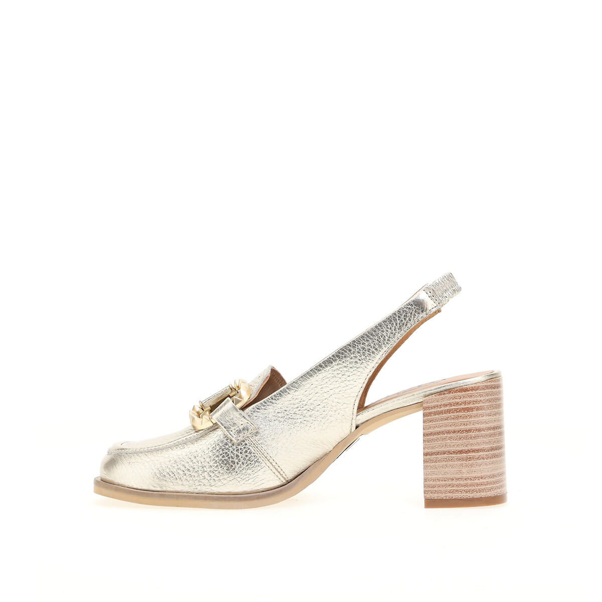 MJUS<br>Mocassins de couro com tira no calcanhar e salto