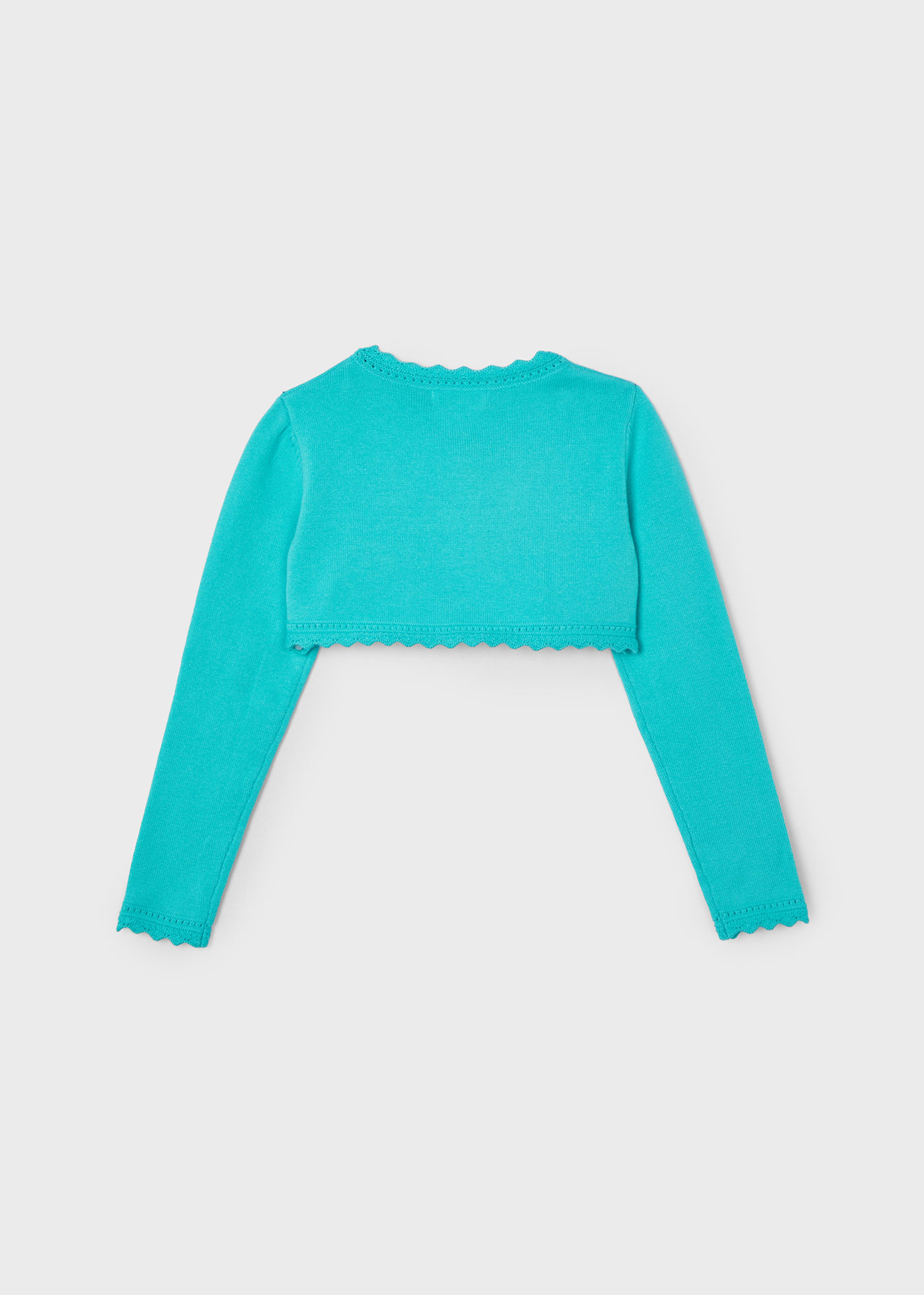 Cardigã feminino Better Cotton em fio metálico na cor nude.