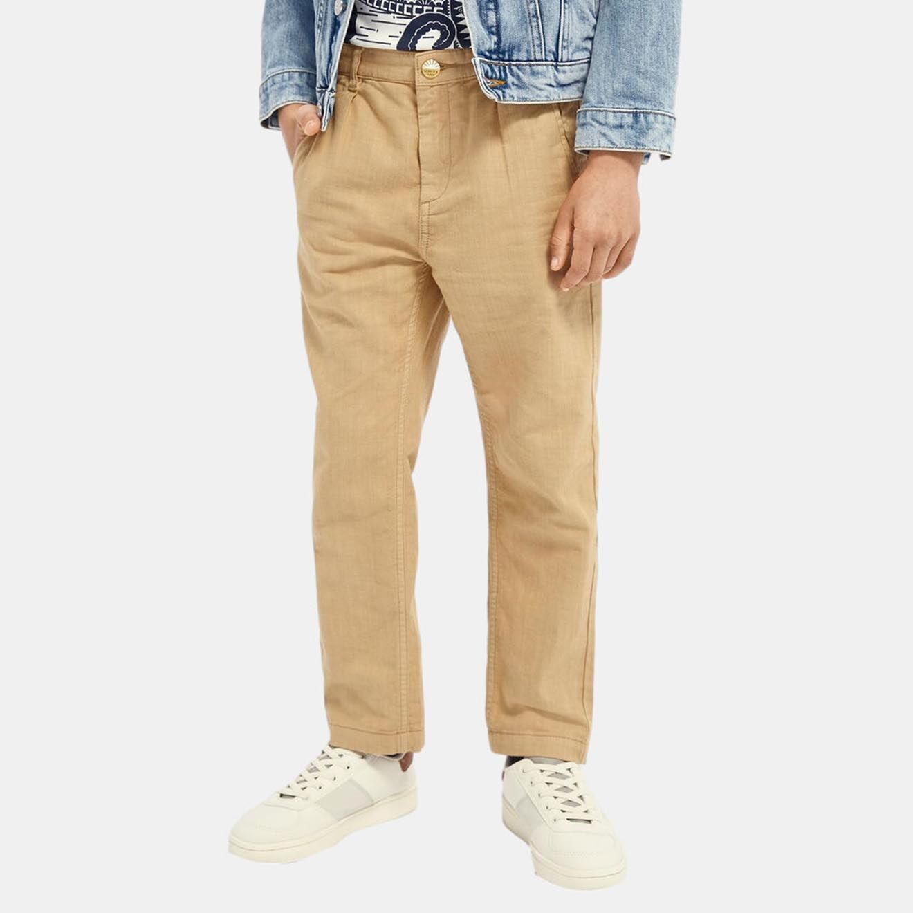 Scotch & Soda Pantalon chino en Lin & Coton marron clair