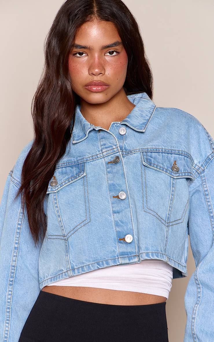 Bleu Clair Veste En Jean Courte