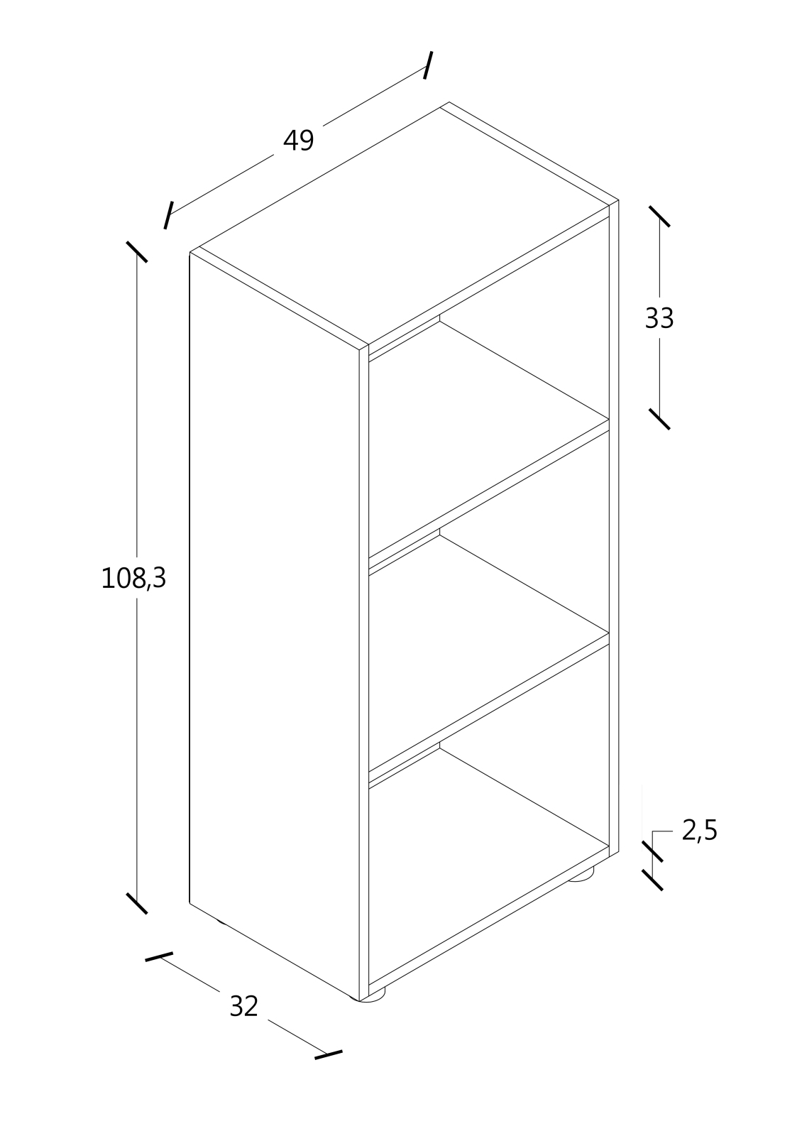 Regal ULAS - anthrazit - 2 Fächer - 49 cm
