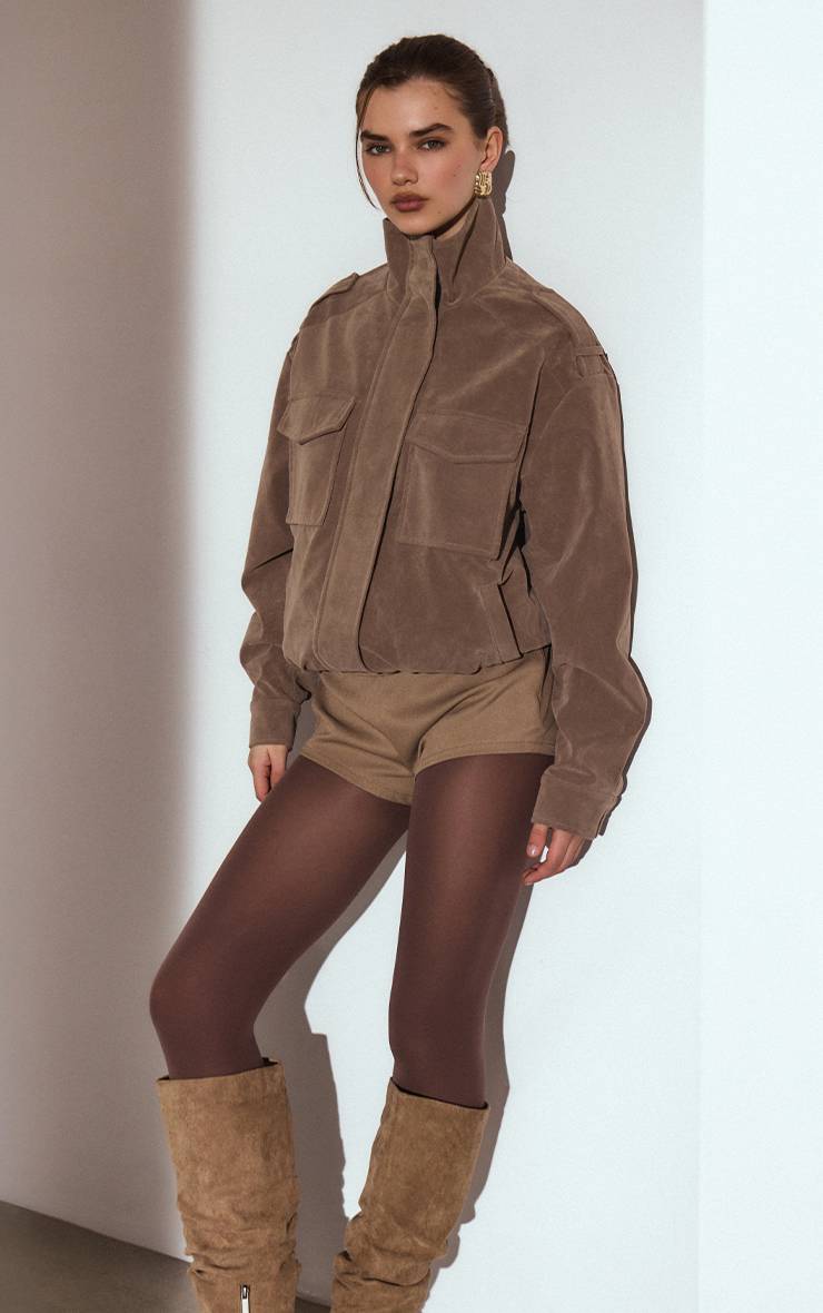 Champignon Blouson Aviateur En Synthétique Avec Col Montant Et Détails De Poches