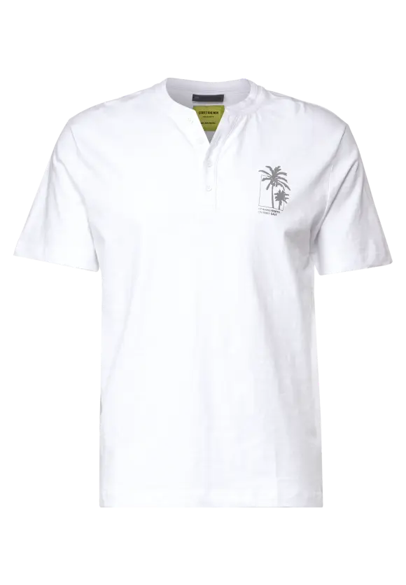 Henleyshirt in Garment Dye - White