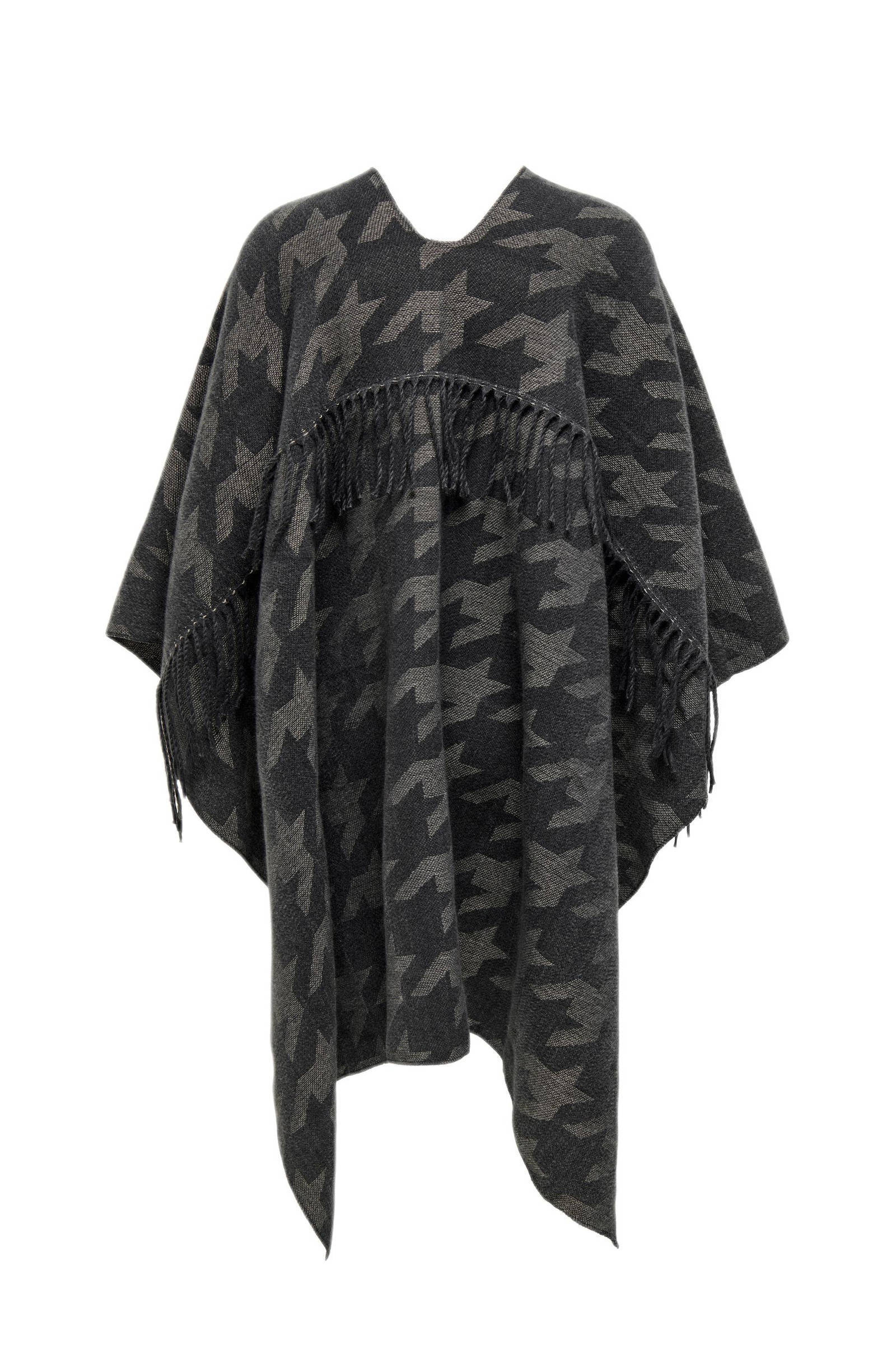 ONLY poncho ONLVIVIAN met pied-de-poule antraciet