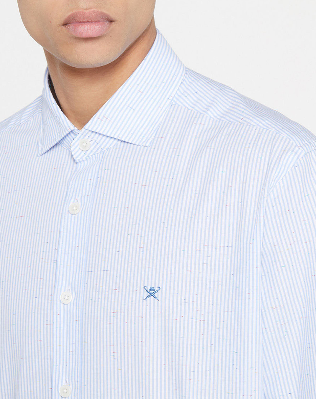 Hackett London Chemise Slim Fit à rayures bleu ciel/blanc